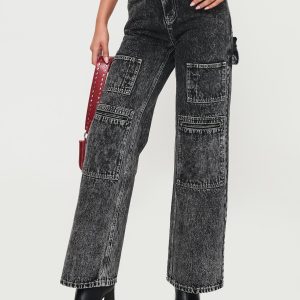 Malachie High Rise Jeans Black Acid Wash