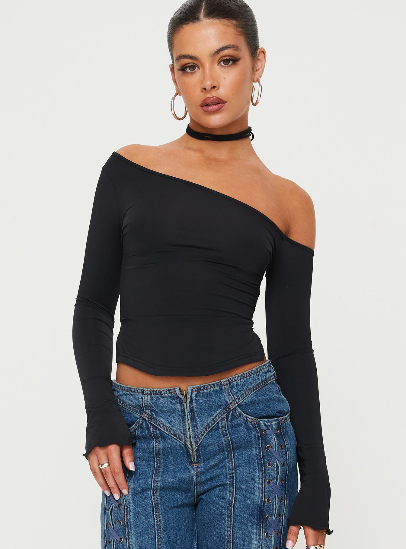 Vito Cold Shoulder Top Black - Image 2