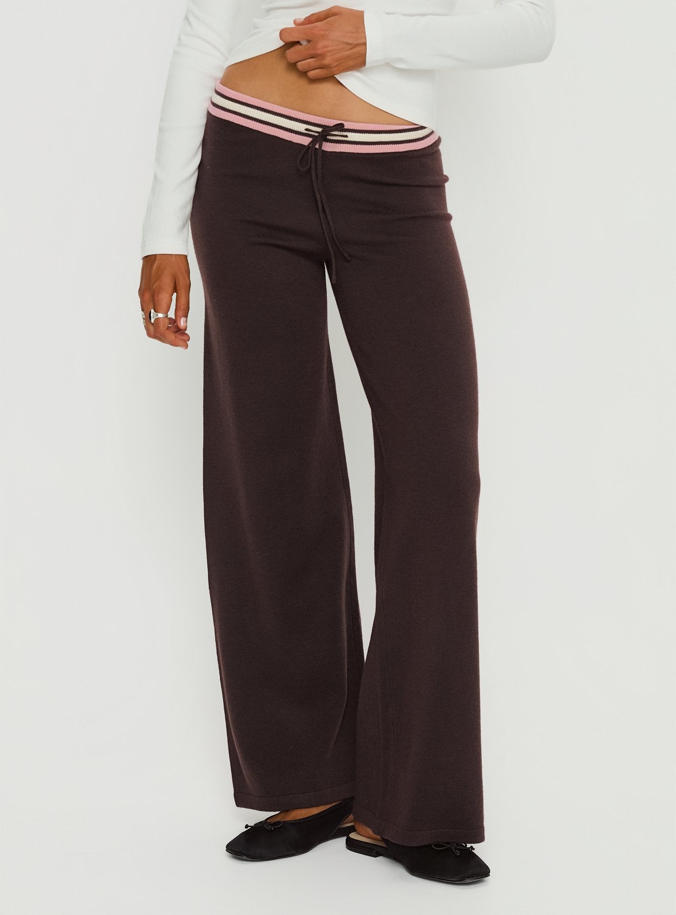 Felisha Low Waist Knit Pants Brown - Image 2