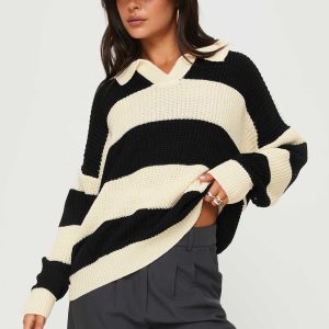 Mild Collared Sweater Cream / Black