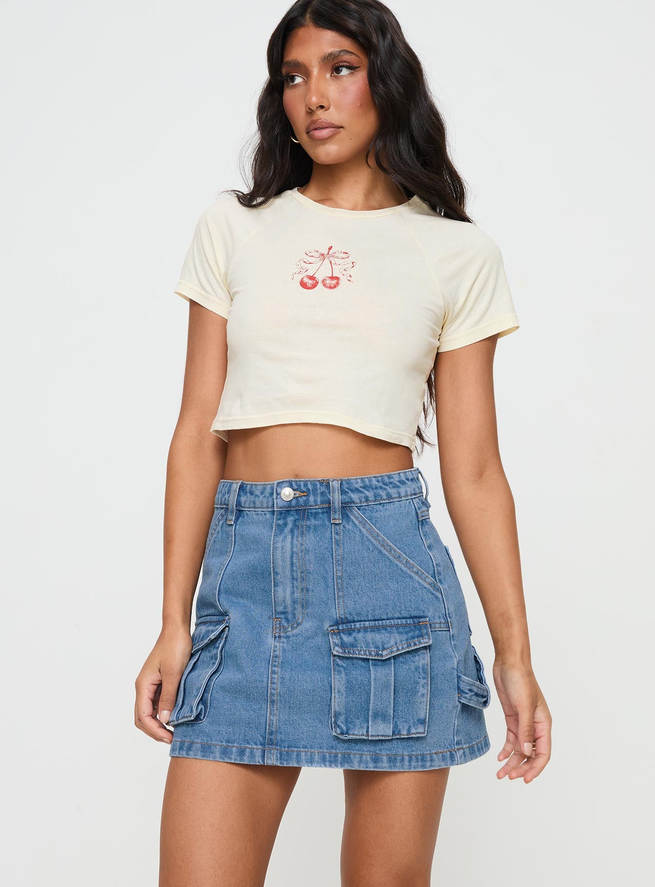 Chillders Denim Mini Skirt Mid Wash Petite - Image 7