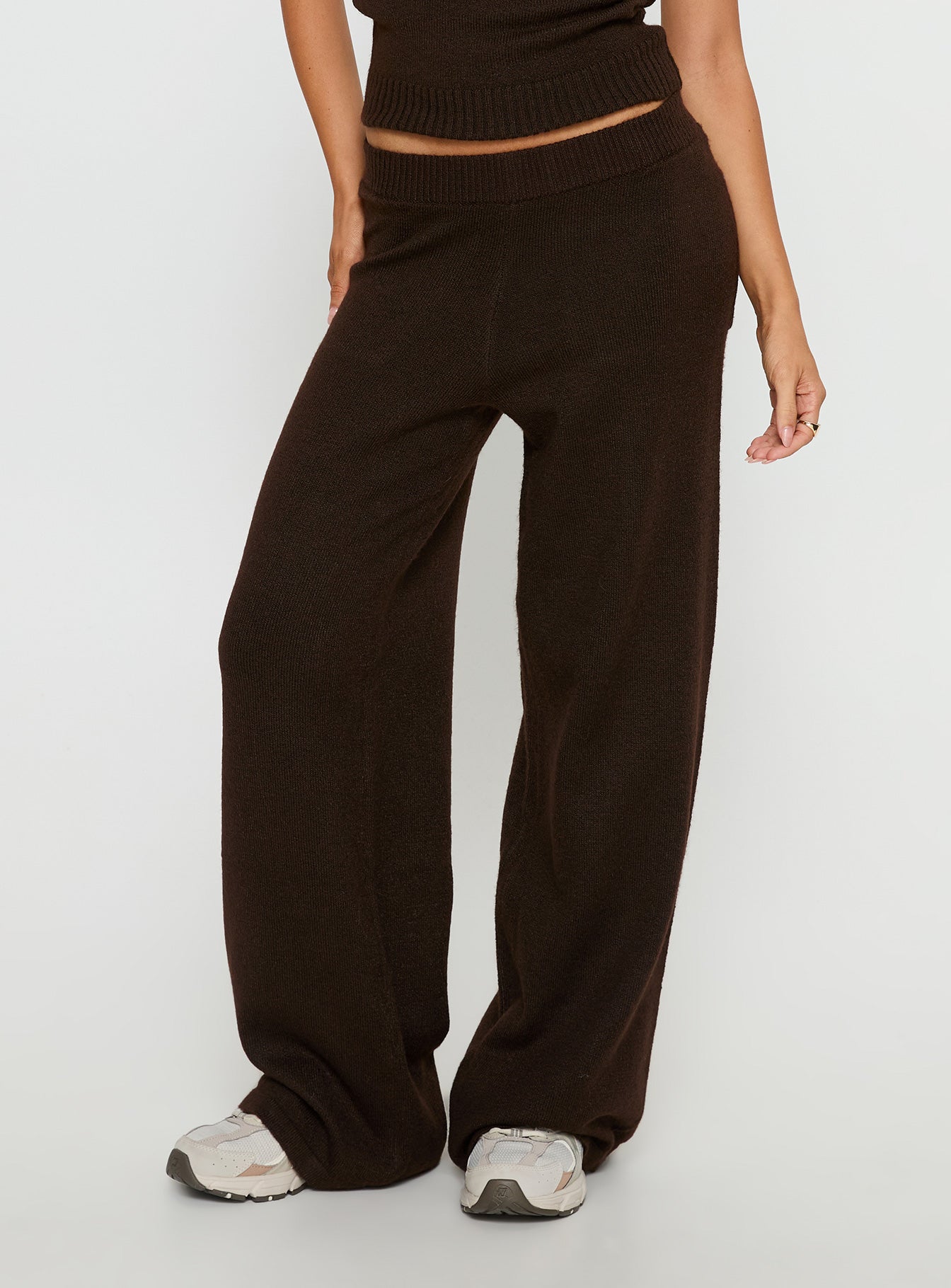 Bekki Wide Leg Knit Pant Brown - Image 2