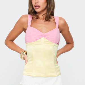 Zariela Contrast Bust Top Pink / Yellow
