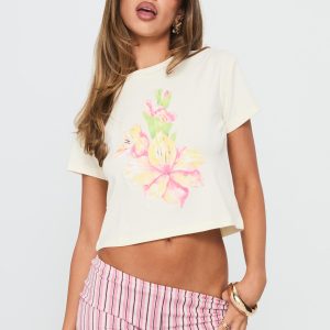 Sunday Flowers Graphic Top Cream