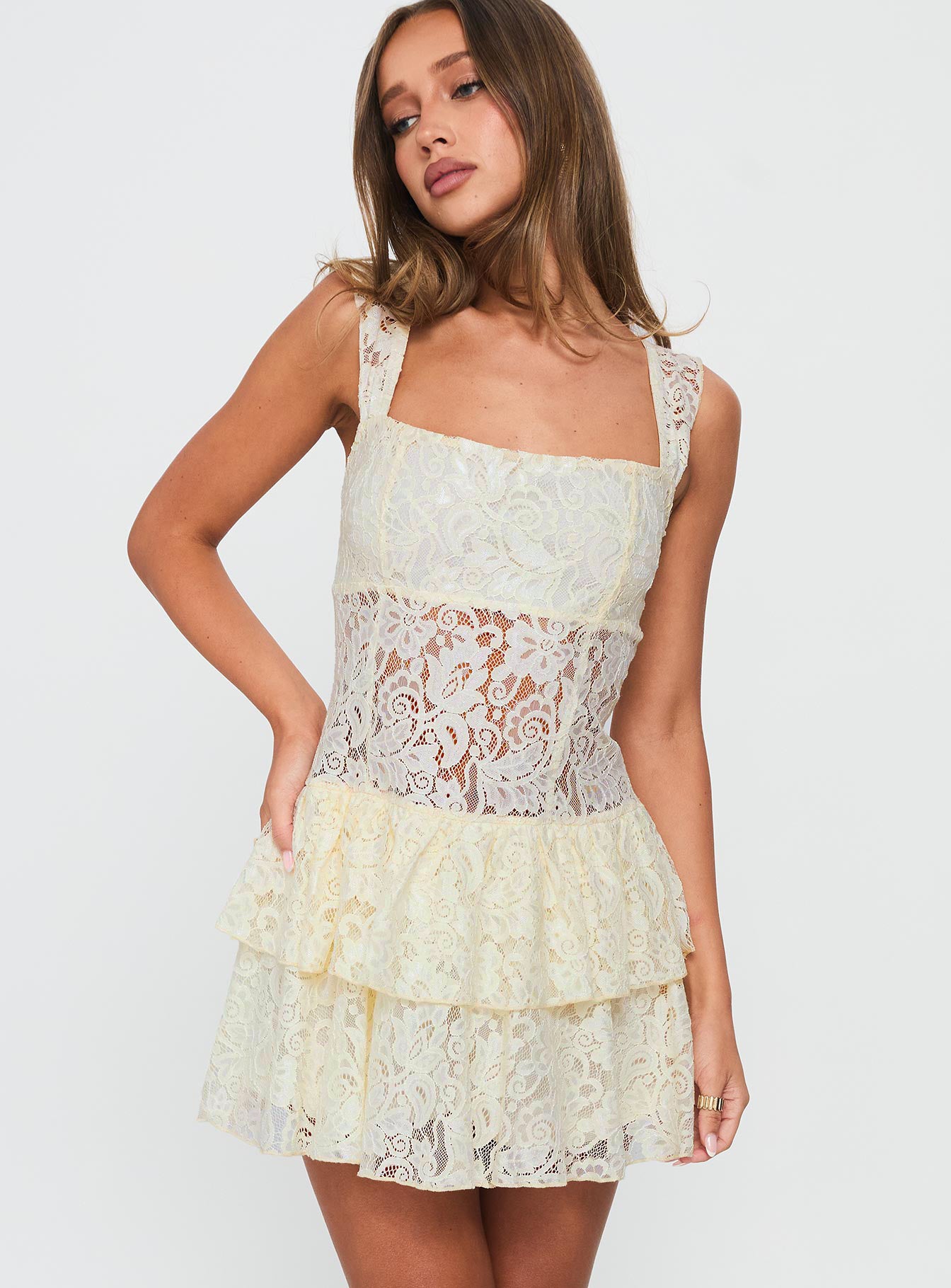 True Connections Lace Playsuit Cream - Image 2