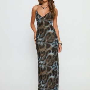 Saphrona V-neck Maxi Dress Leopard
