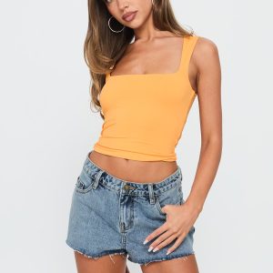 Tilted Denim Mini Short Mid Wash