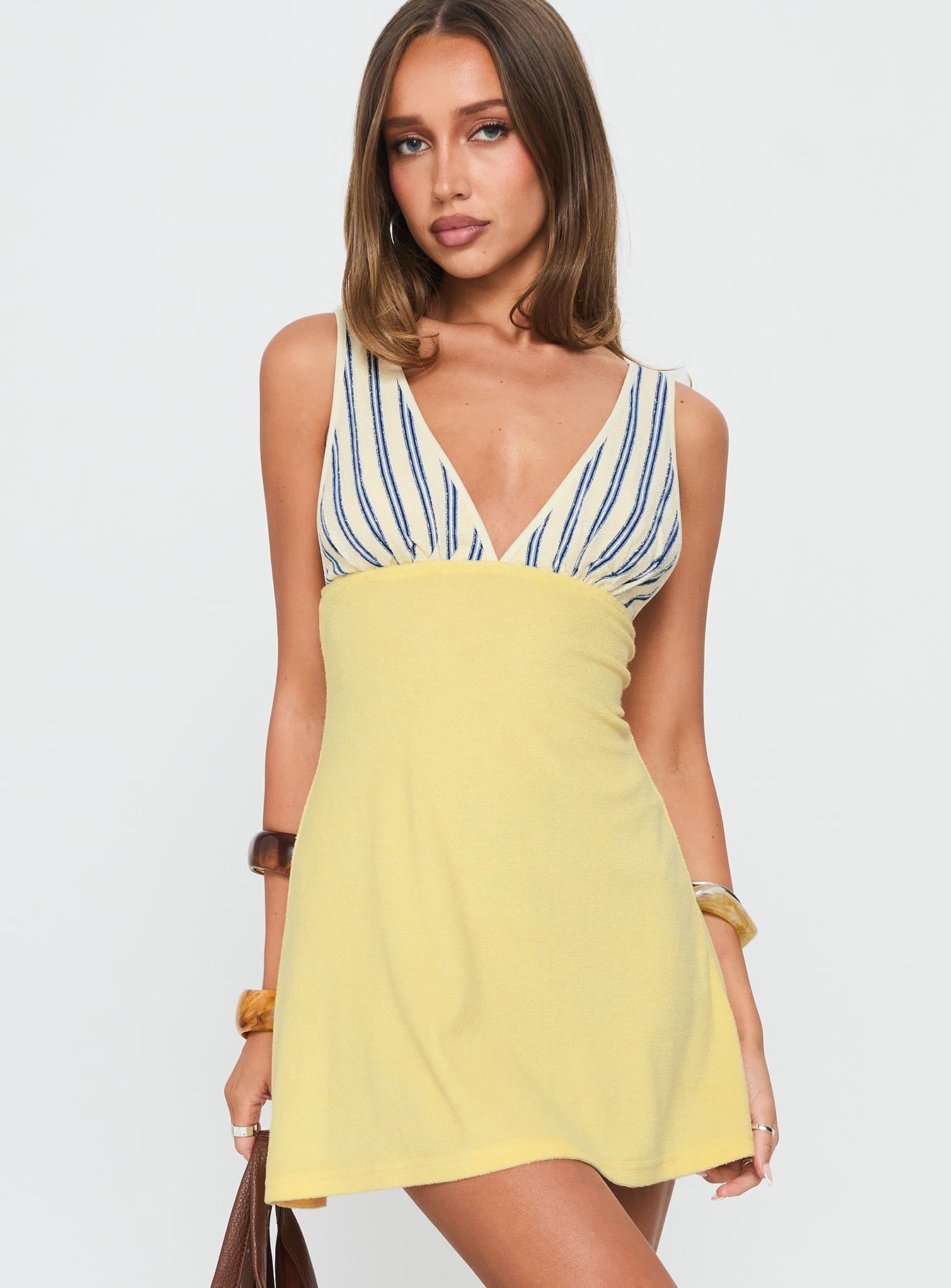 Aydenn Contrast Plunge Mini Dress Multi - Image 2