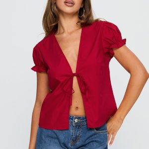 Starstruck Tie Up Top Red