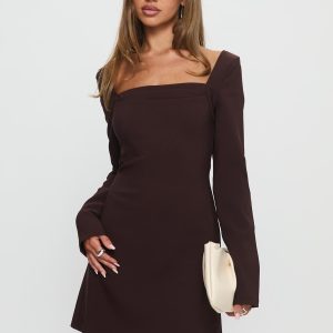 Avonlea Long Sleeve Mini Dress Brown