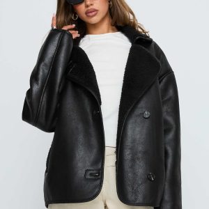 Nunez Faux Leather Jacket Black