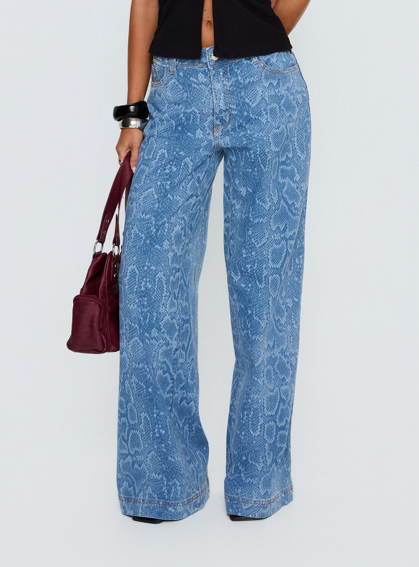 Spoken Truth Mid Rise Straight Leg Jeans Snake Blue Wash - Image 2