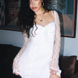 Ashwood Lace Sleeve Mini Dress White Petite