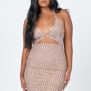 Bennie Mini Dress Brown Swirl