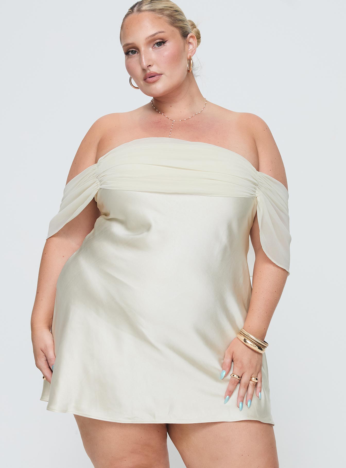 Adoration Mini Dress Cream Curve - Image 2