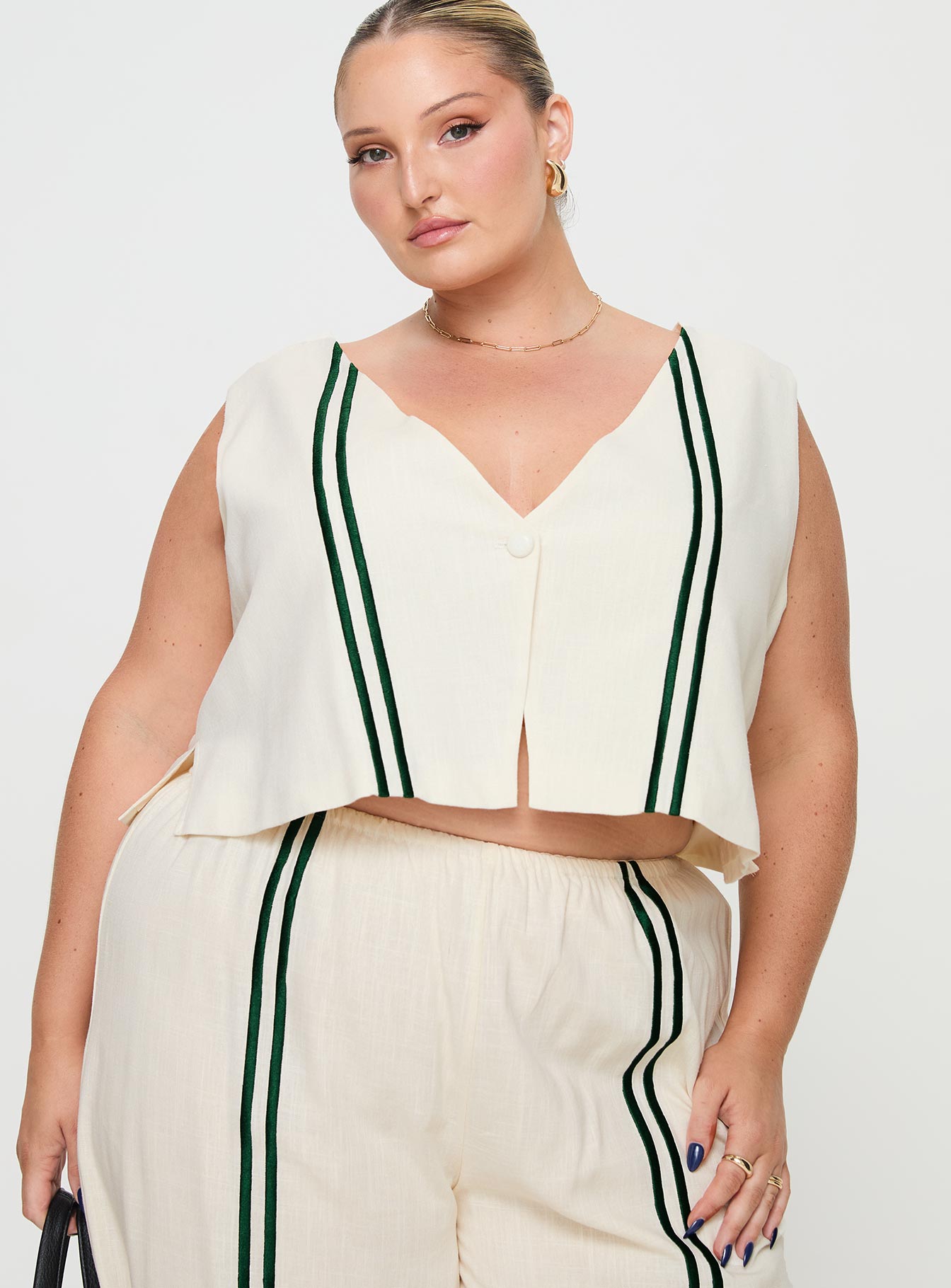 Heenny Vest Top White / Green Curve - Image 2
