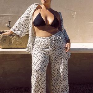 Zodiac Linen Blend Pants Black / White Curve