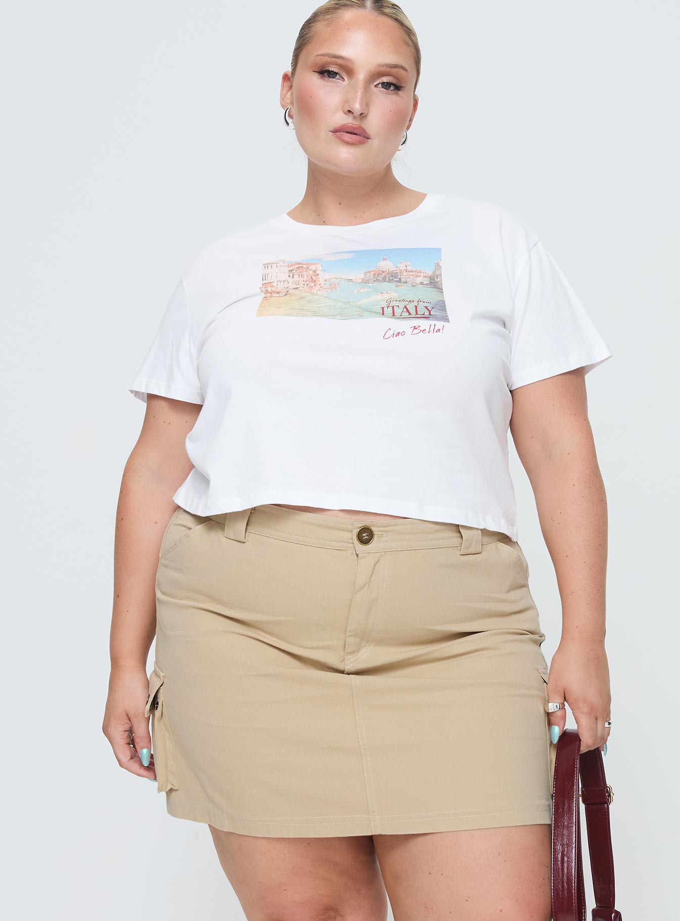 Lydie Cargo Mini Skirt Beige Curve - Image 2