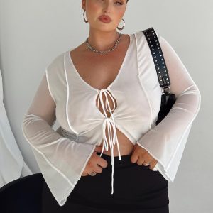 Mereba Long Sleeve Top White Curve