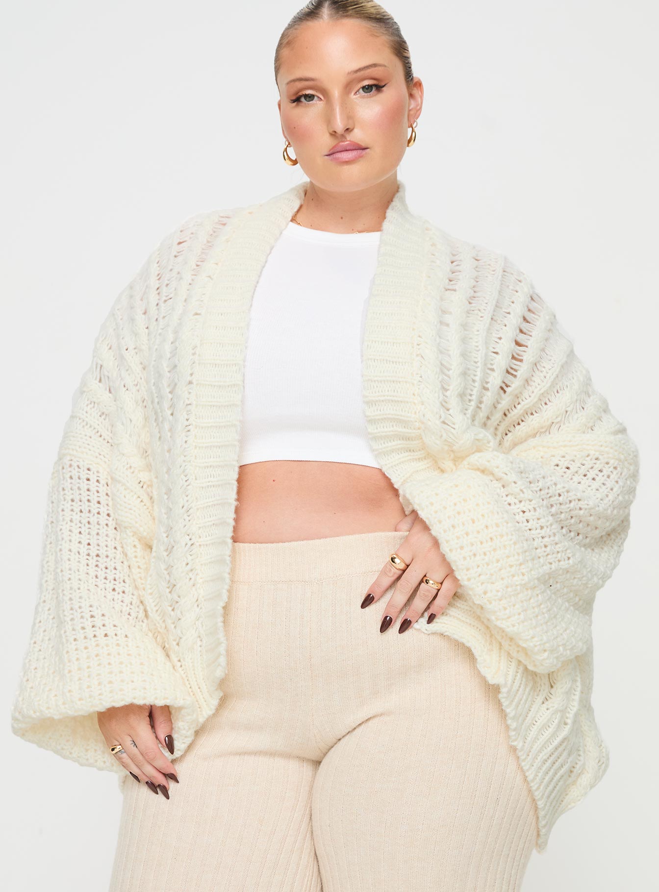 Abner Cable Cardigan Cream Curve - Image 2