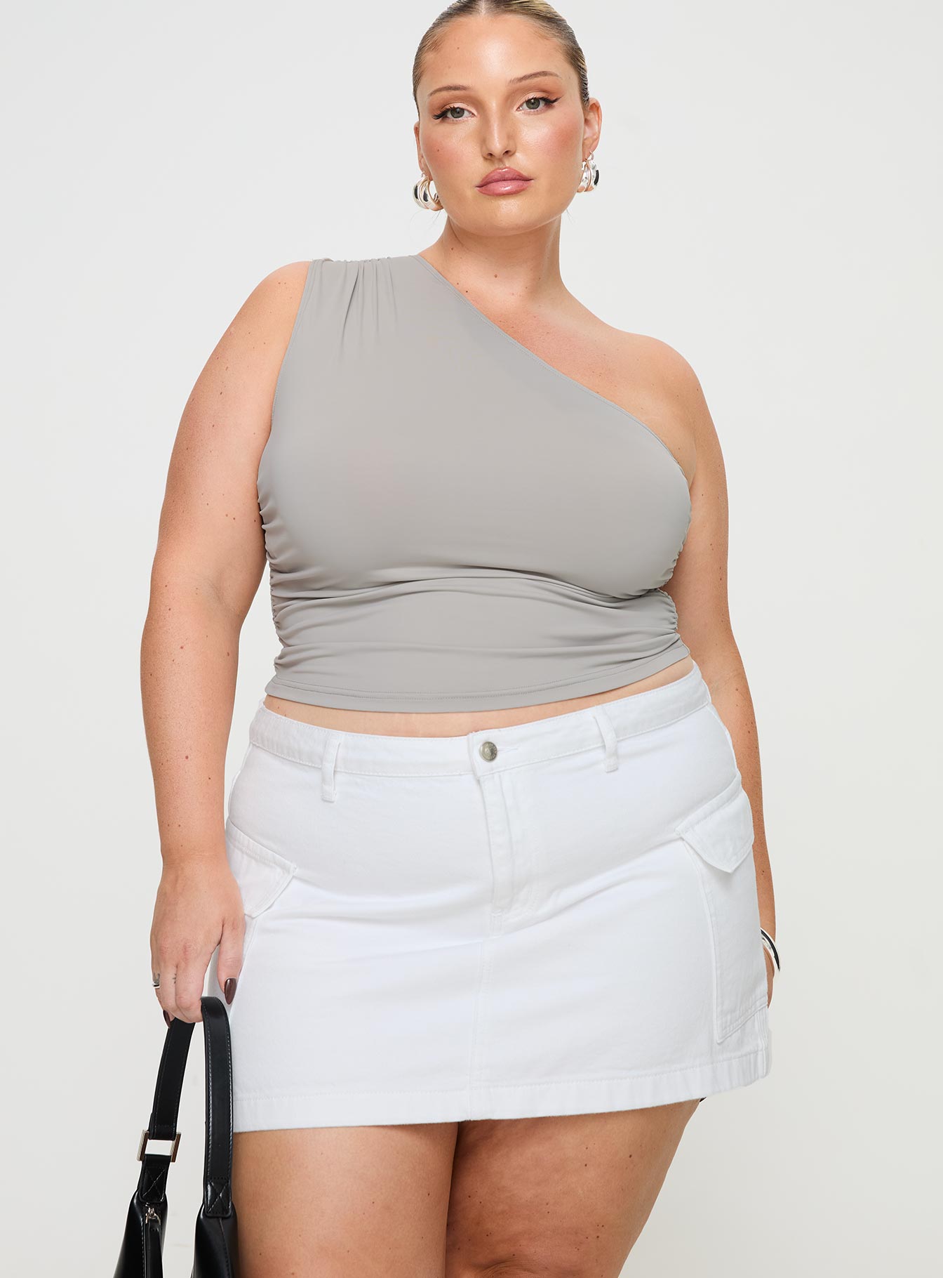 Zakai Cargo Denim Mini Skirt White Denim Curve - Image 2