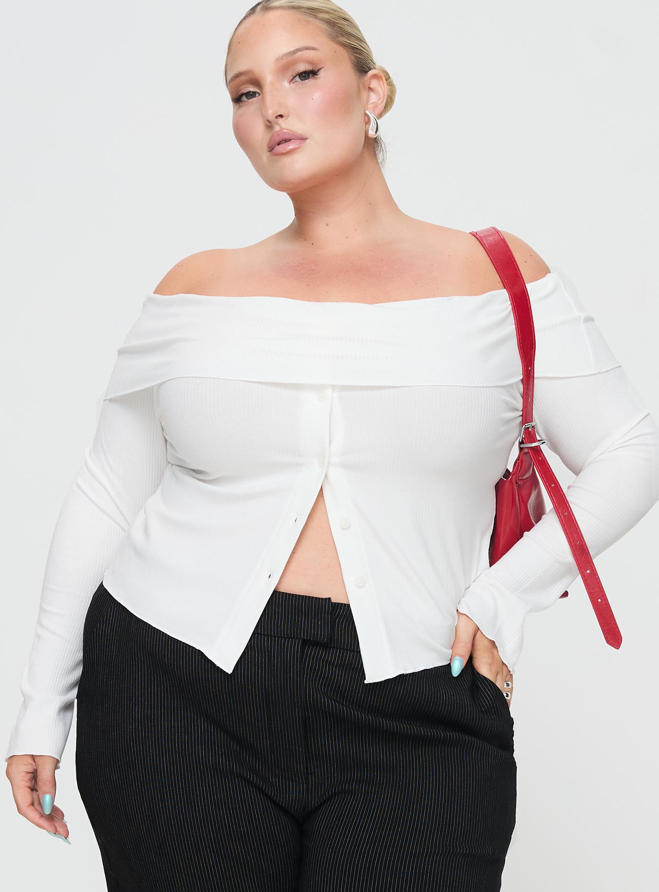 Parveen Off The Shoulder Top White Curve - Image 2