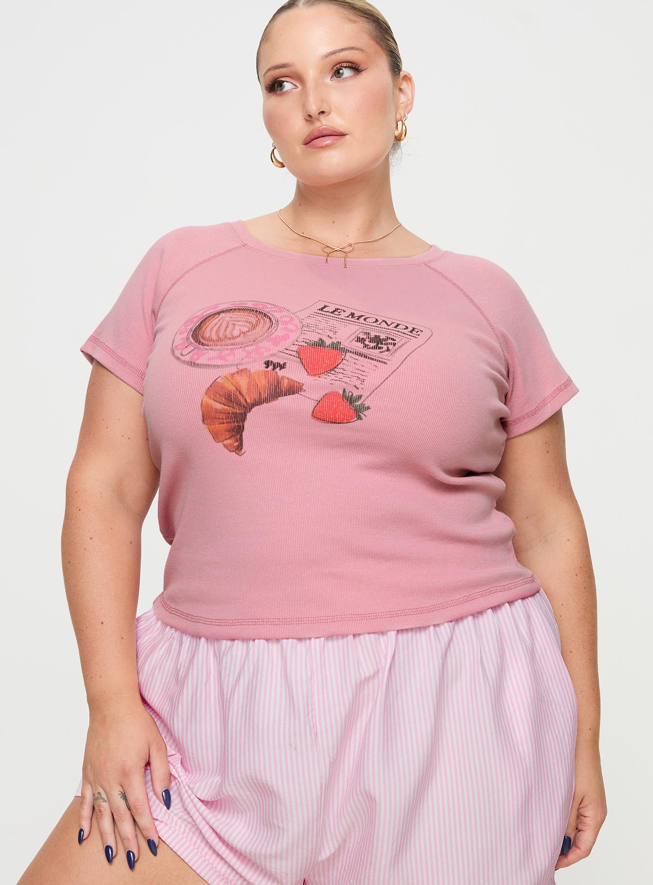 Breakfast Buffet Sleep Tee Pink Curve - Image 2