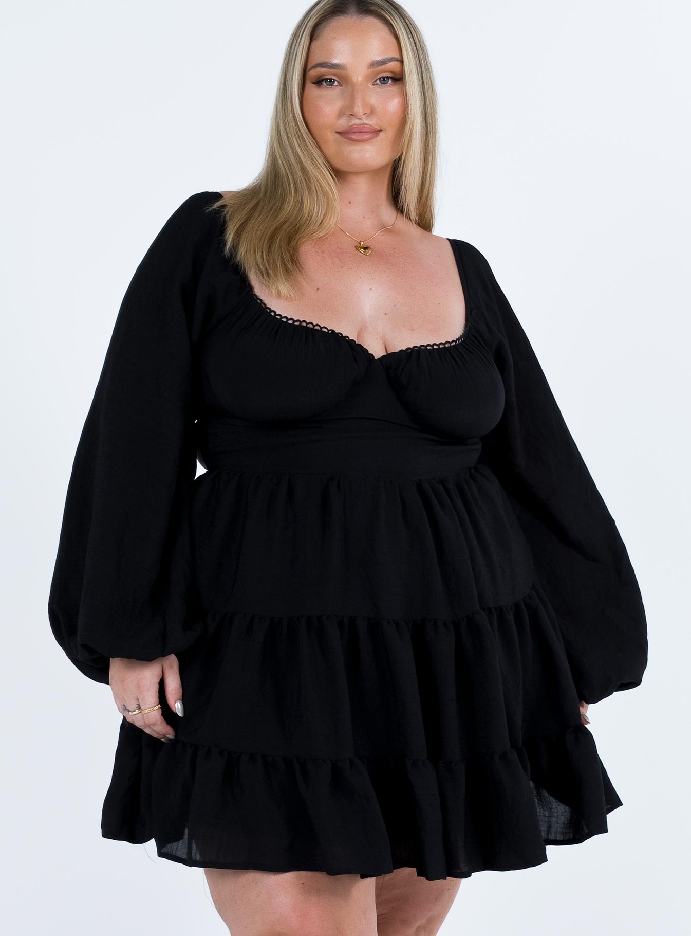 Danny Long Sleeve Mini Dress Black Curve - Image 2