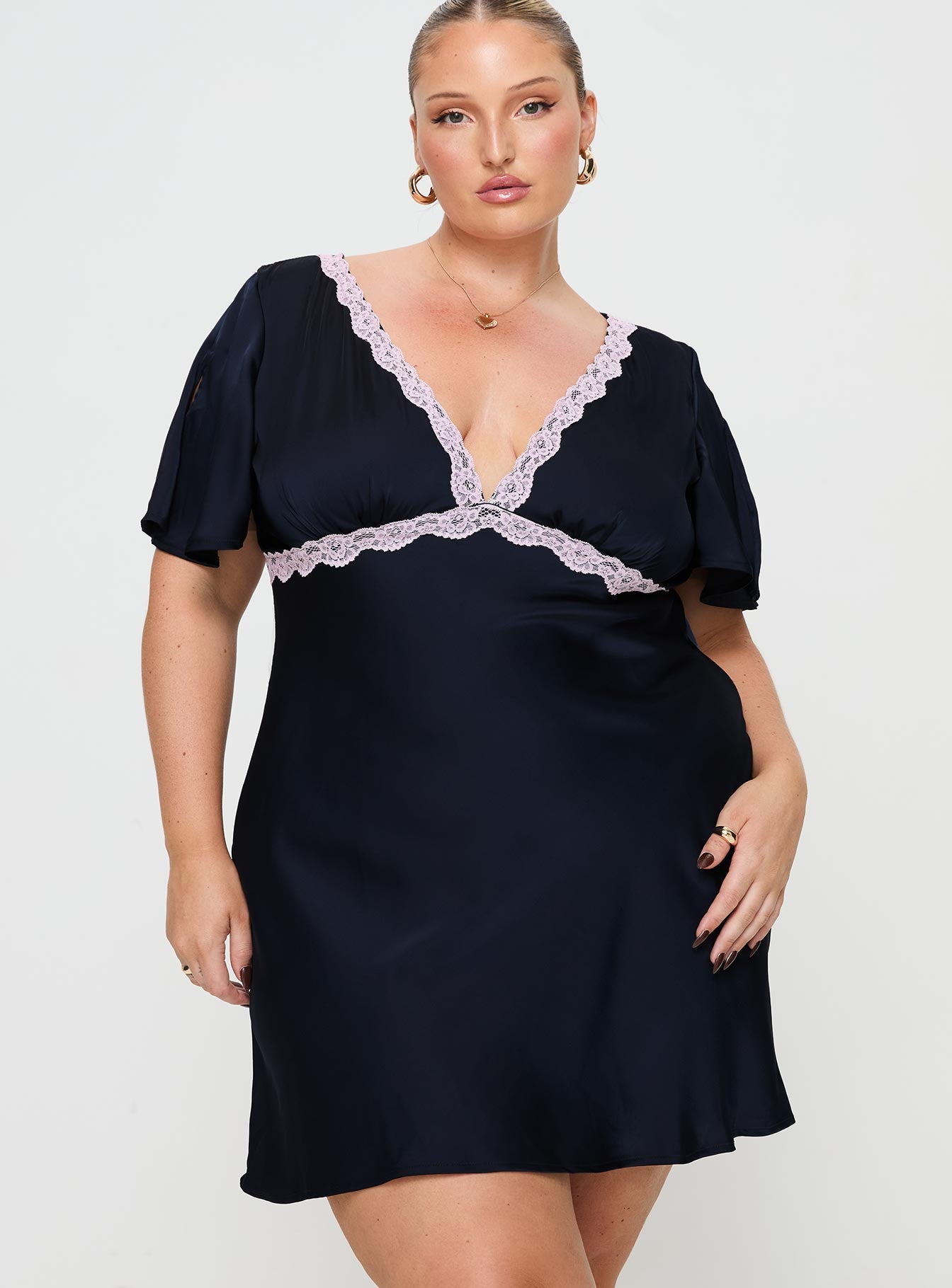 Jaron Mini Dress Navy Curve - Image 2