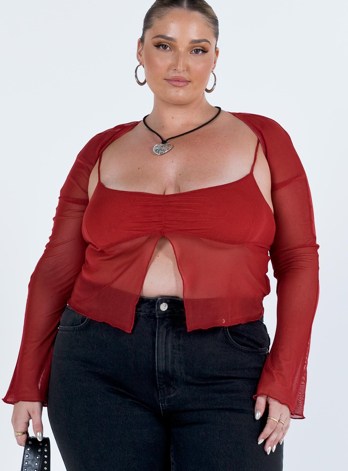 Tallah Two Piece Bolero Top Red Curve - Image 2