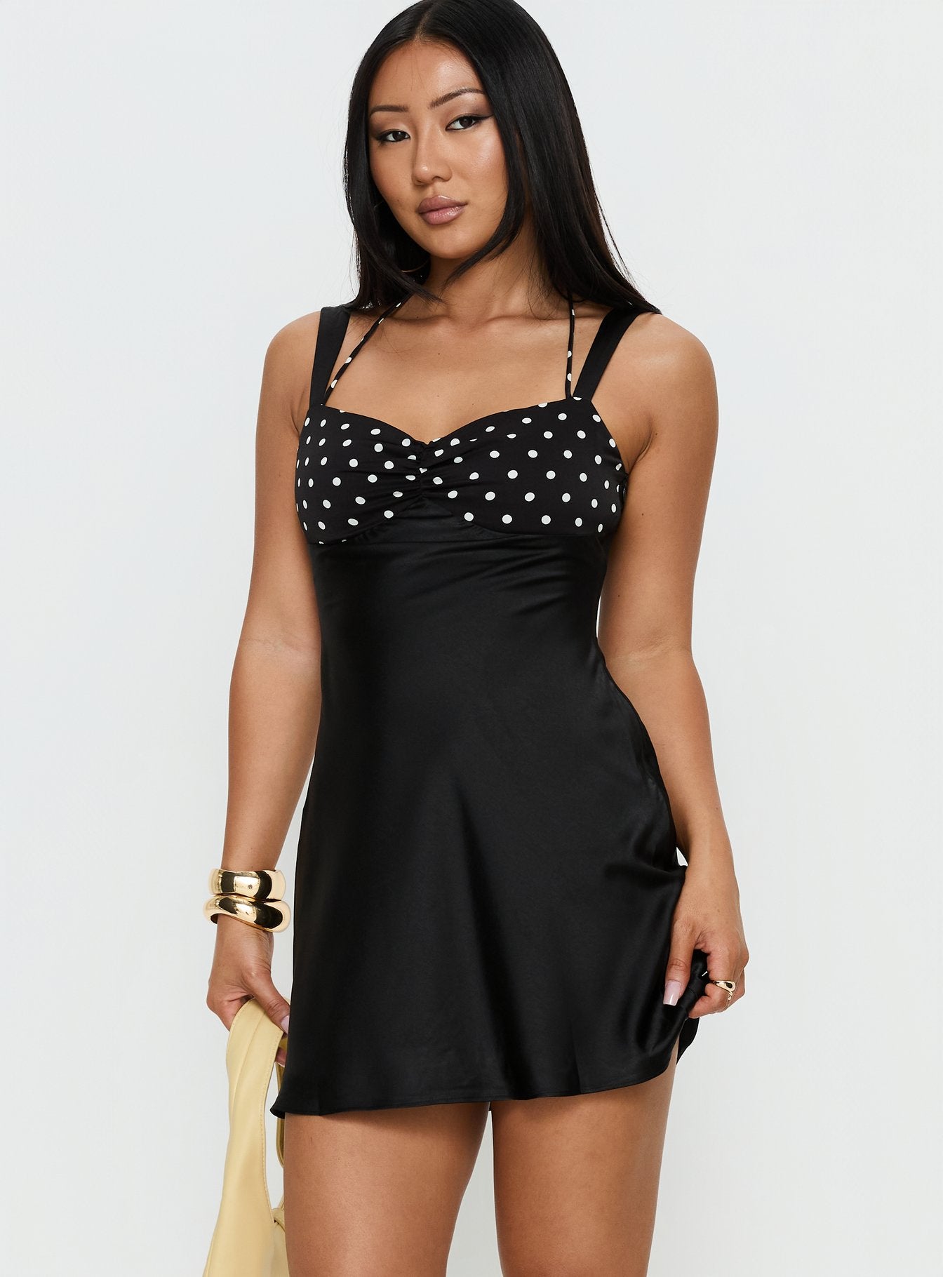Befanie Layered Mini Dress Black Polka Dot - Image 2