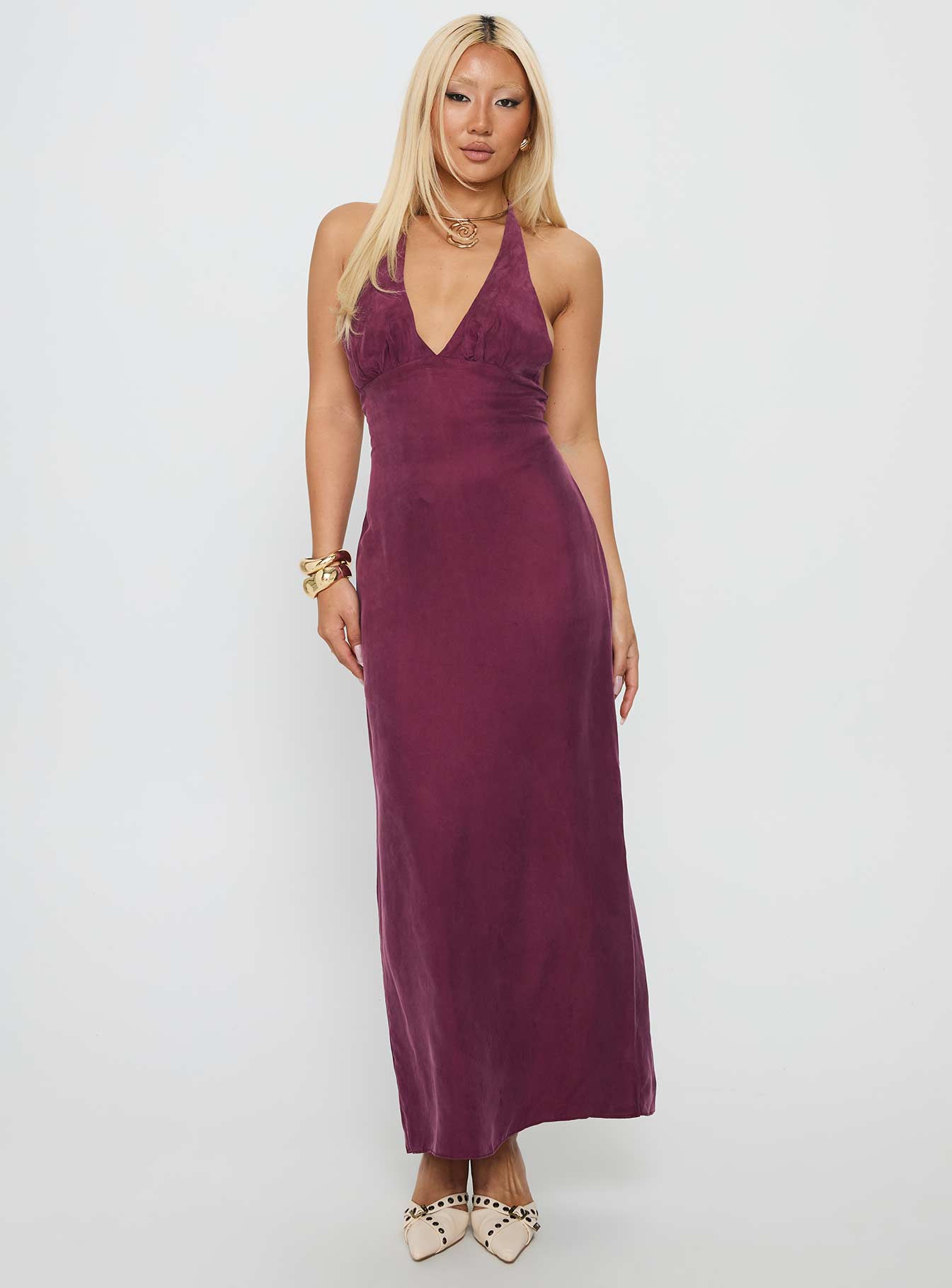 True Companion Halter Maxi Dress Berry - Image 2