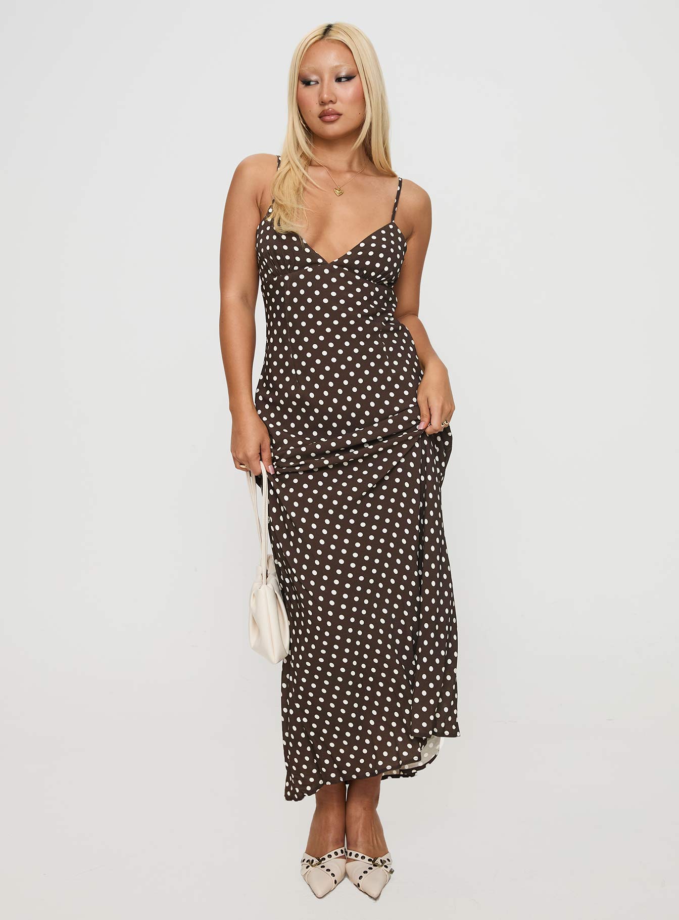 Jorjana Polka Maxi Dress Brown / White - Image 3