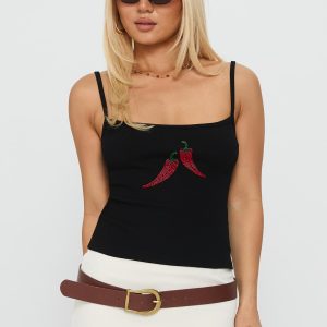 Sweetscape Bead Detail Cami Top Chilli / Black