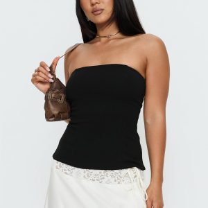 Loreto Strapless Tie Back Top Black