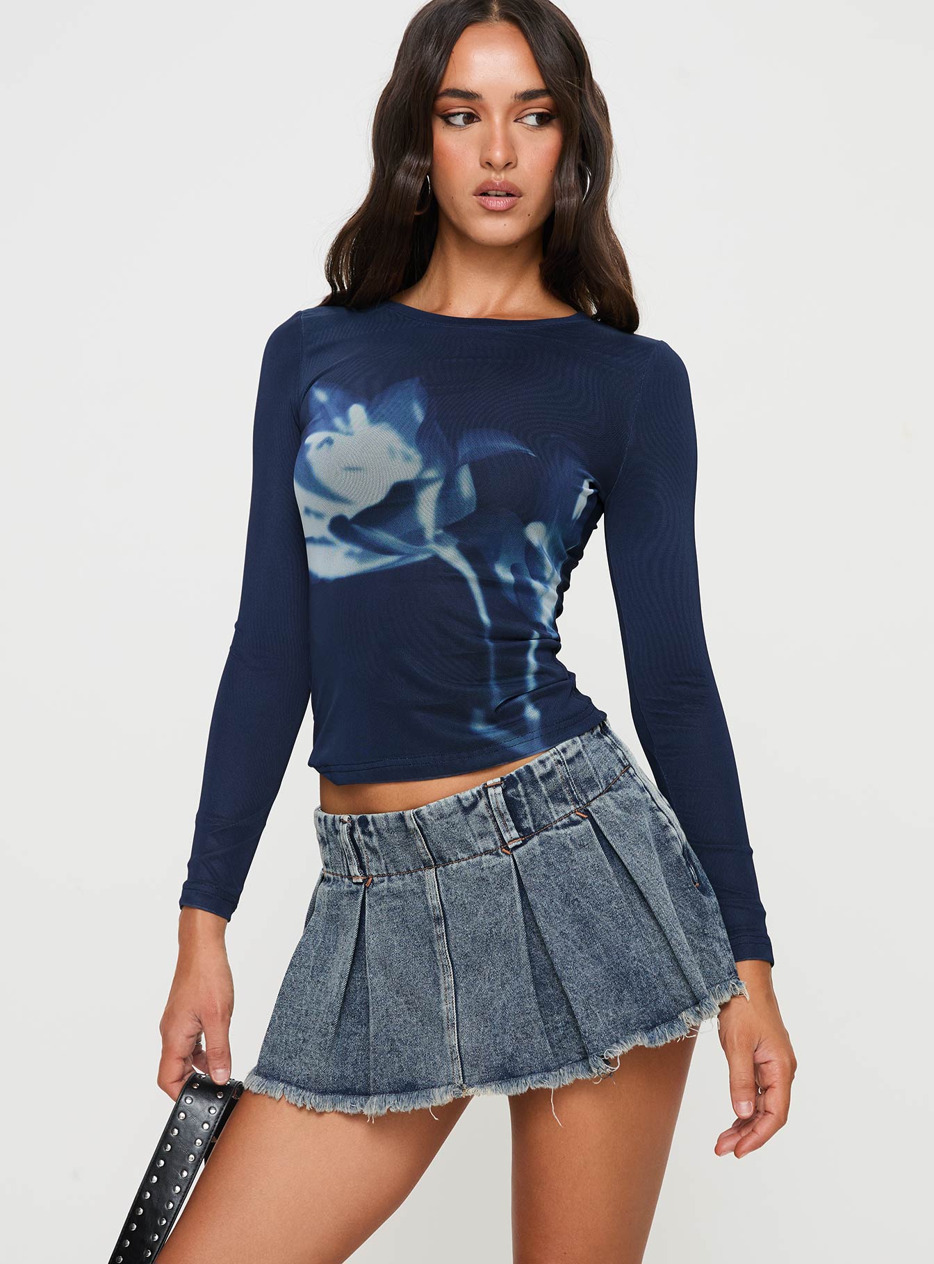 Allure 90's Mini Skort Faded Denim - Image 2