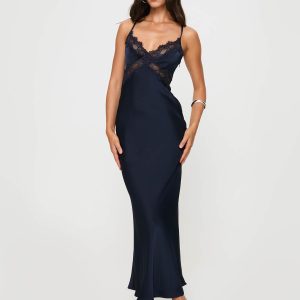 Treasure Bias Cut Maxi Dress Navy