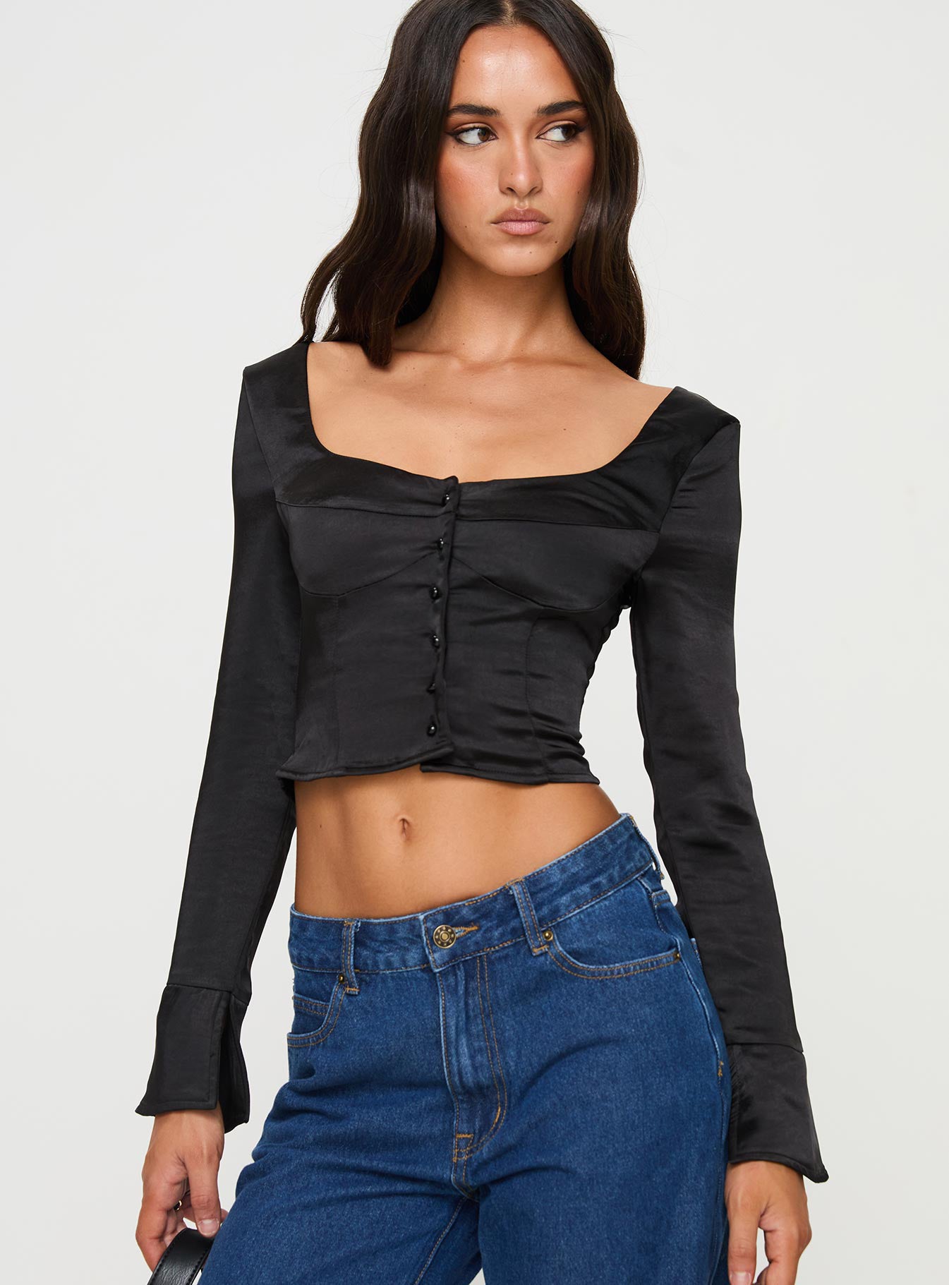 Watch Me Long Sleeve Top Black - Image 2