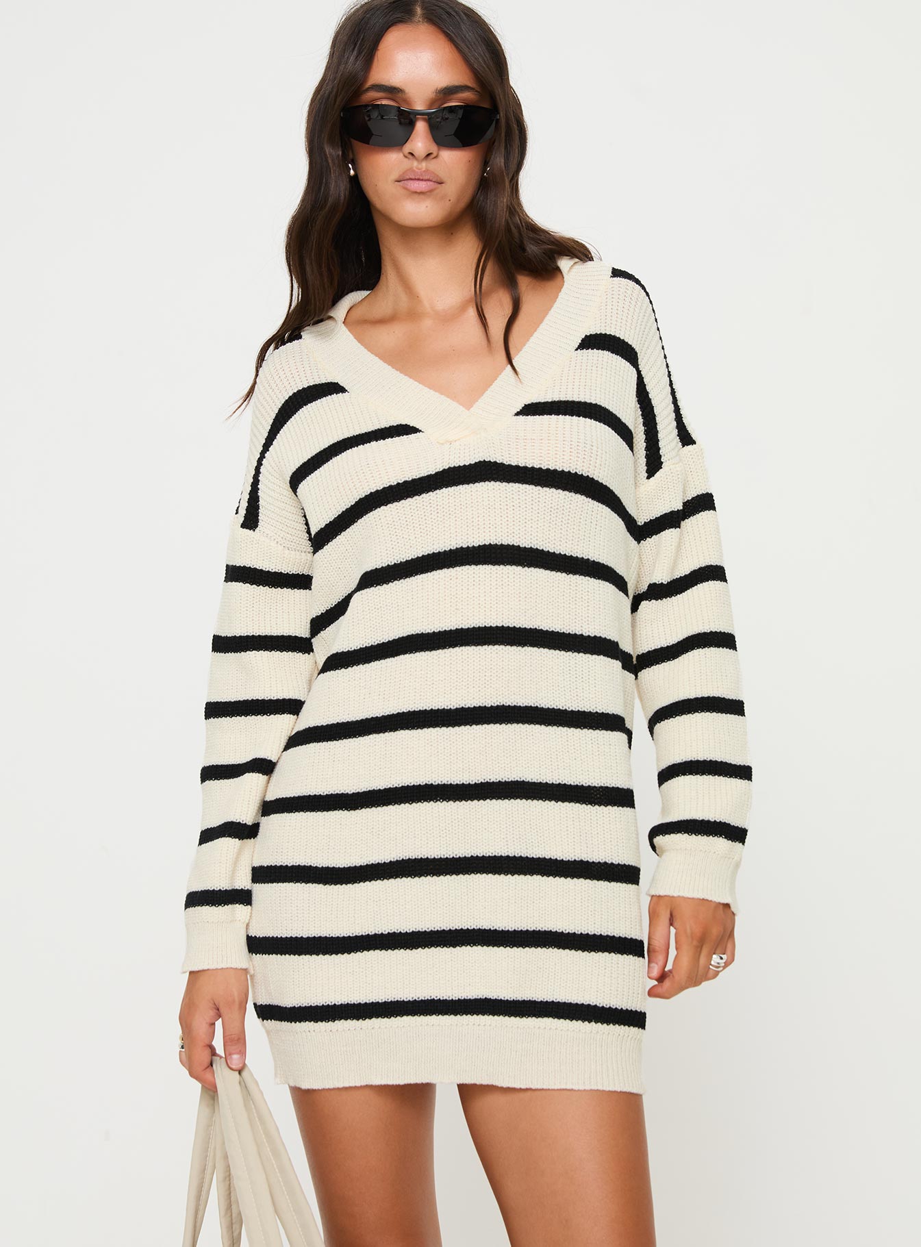 Forte Sweater Mini Dress Black / Cream - Image 2