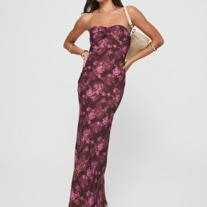 Abeila Strapless Maxi Dress Burgundy