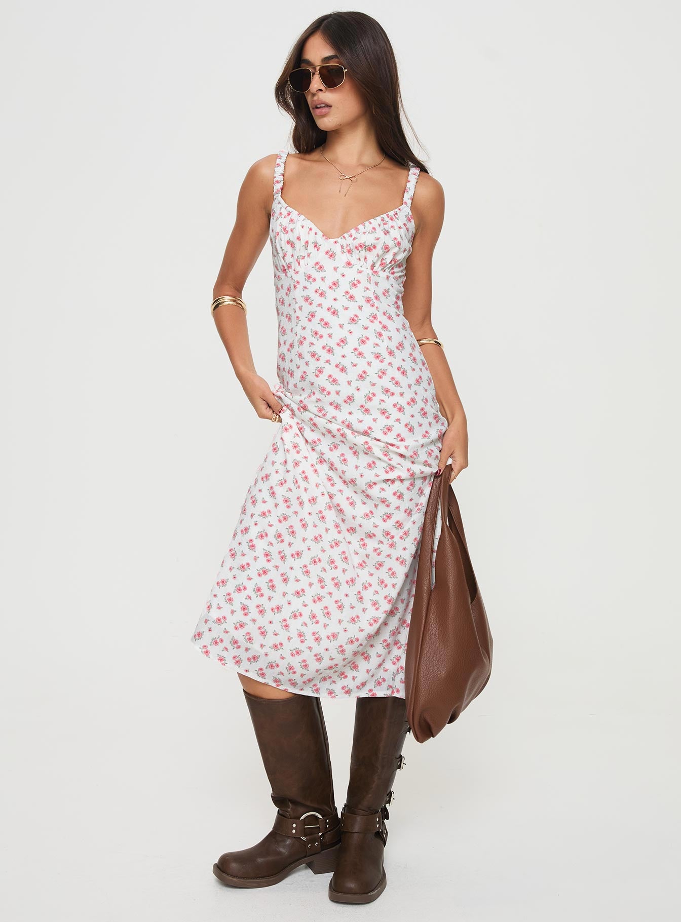 Georgia Midi Dress White / Pink Floral - Image 2