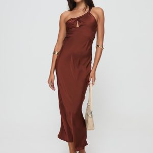 Casimir One Shoulder Maxi Dress Chocolate