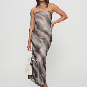 Pinacle Strapless Maxi Dress Brown