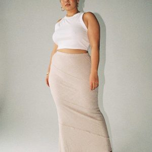 Oscar Maxi Skirt Beige Curve