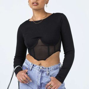 Not Your Baby Long Sleeve Top Black