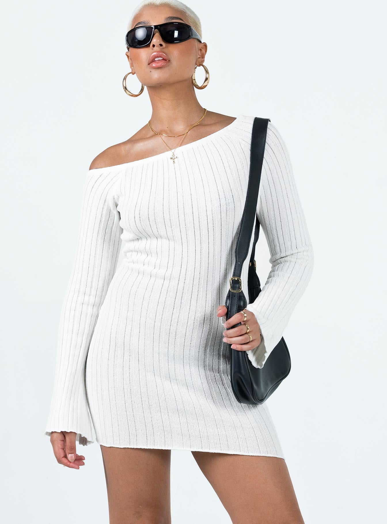 Santorini Knit Mini Dress White - Image 2