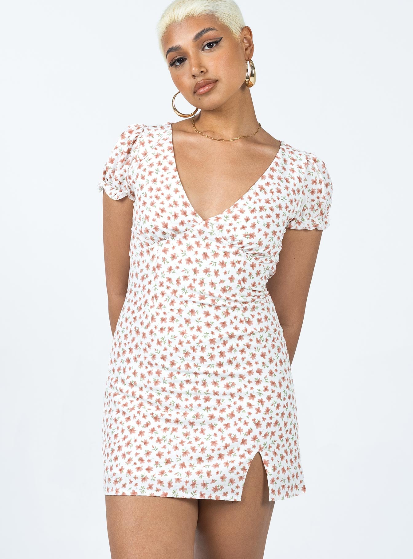 Kacey Mini Dress White Floral - Image 2