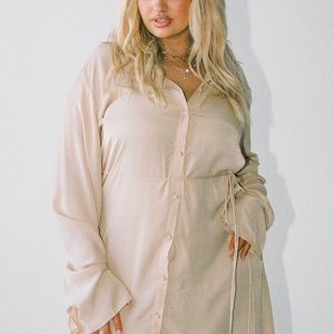 Forbidden Mini Dress Beige Curve