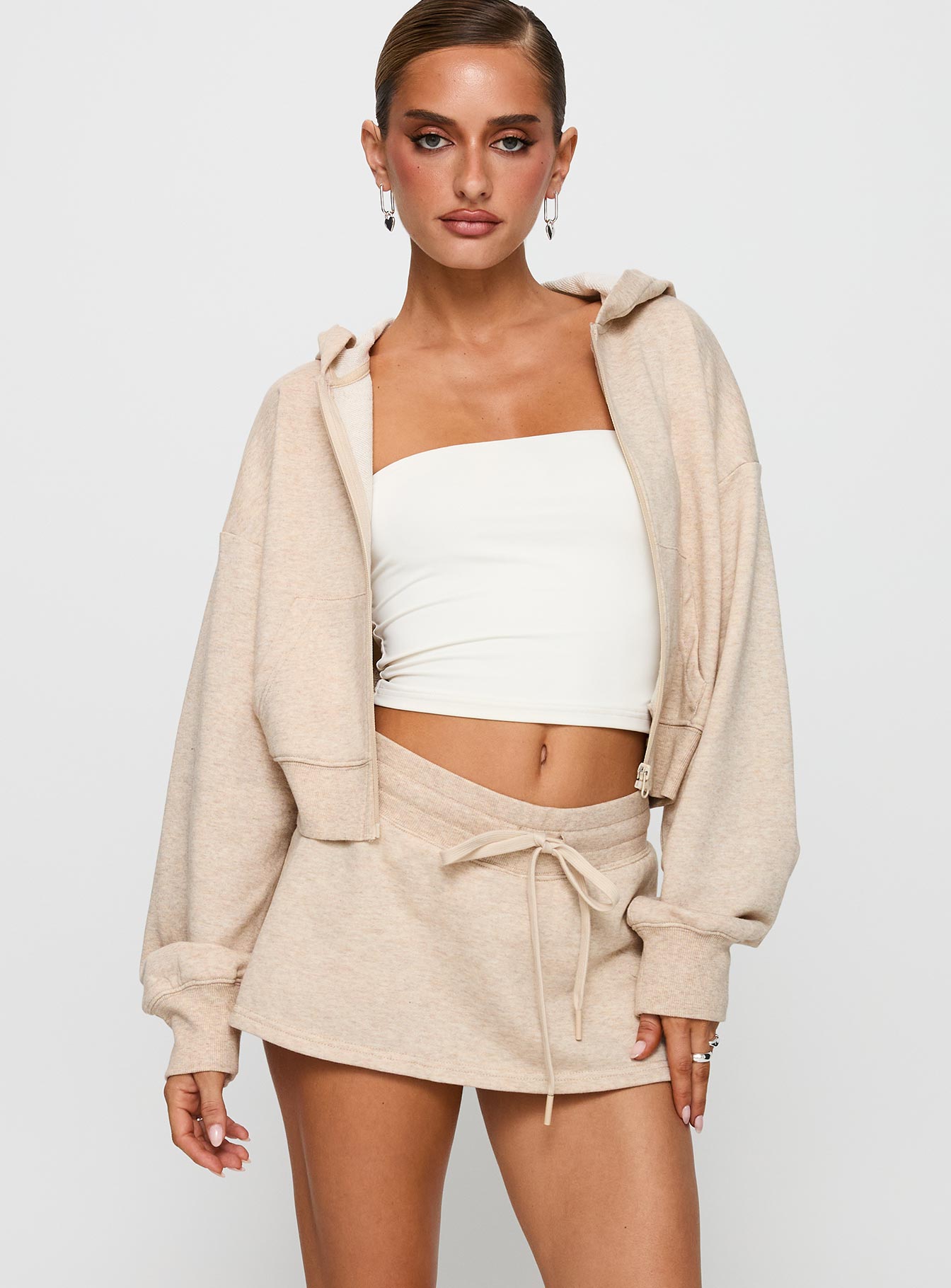 Down Low Fleece Skort Oat Marle - Image 2