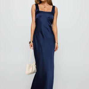 Dasha Satin Maxi Dress Navy